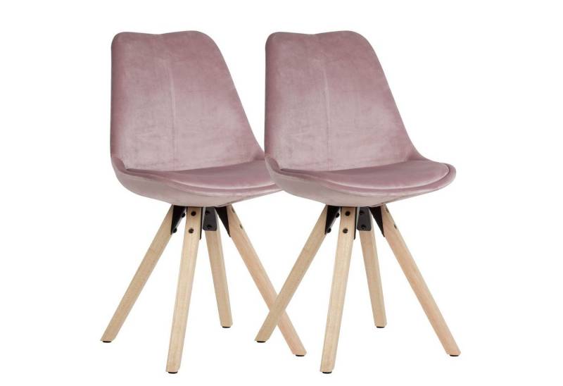 möbelando Esszimmerstuhl Weiches Esszimmerstuhl 2er Set Samt Rosa ohne Armlehnen, Stoff Küchen (2er Set), 52 x 87 x 49 cm (B/H/L) von möbelando