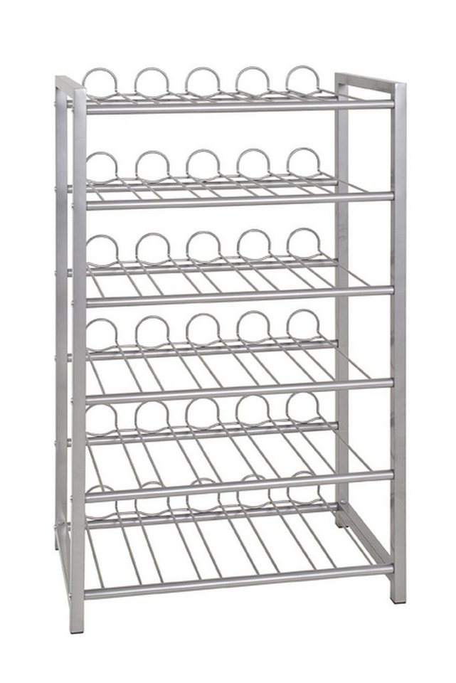 möbelando Flaschenregal Big Return 6, Flaschenständer aus Stahlrohr in alu lackiert, 6 Ablagen für ca. 54 Flaschen 1,5 L. Breite: 54 cm, Höhe: 90 cm, Tiefe: 31 cm. von möbelando