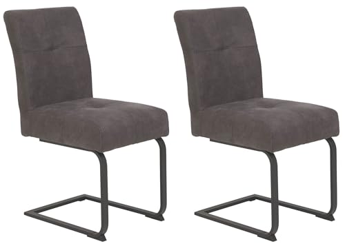möbelando Freischwinger >Laila-I< in Vintage Anthrazit - 43x91x65 (BxHxT) von möbelando