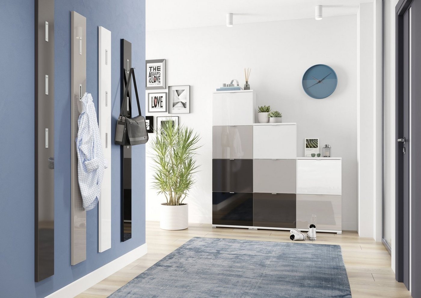 freiraum Garderobenpaneel 397 (BxHxT: 15x170x3 cm), aus MDF foliert, Kanten tiefgezogen, hochglanz in grau von freiraum
