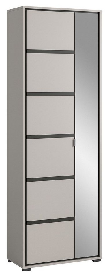 möbelando Garderobenschrank Jaru in grau mit 2 Türen und 6 Fächern. Abmessungen (BxHxT) 65x196x37 cm von möbelando