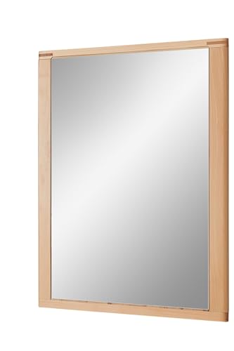 möbelando Garderobenspiegel >Nature One< in Kernbuche Teil-massiv FSC-Zertifiziert - Moderner Flurgarderoben Spiegel - 74/93 / 4 cm (B/H/T) von möbelando