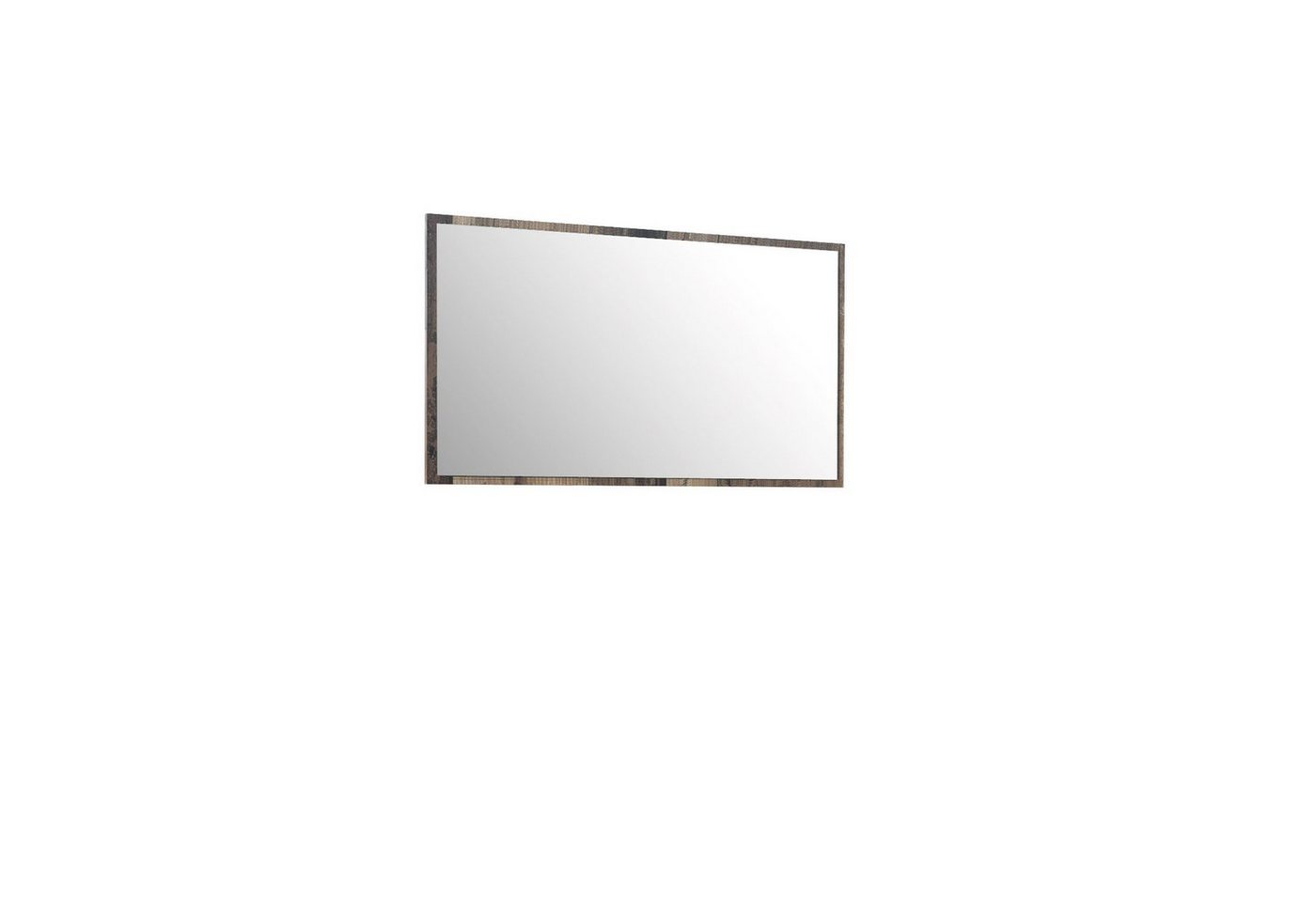 möbelando Wandspiegel Salford, Moderner Spiegel, Trägerplatte aus Spanplatte in Old Wood Vintage Nachbildung. Breite 120 cm, Höhe 70 cm, Tiefe 1,8 cm von möbelando