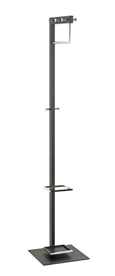 HAKU Garderobenständer in chrom, schwarz, Metall - 35x175x41cm (BxHxT) von HAKU