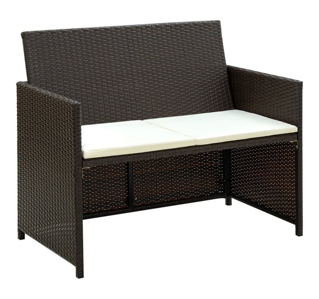 möbelando Gartenbank 296227 (BxHxT: 100x85x56 cm), mit Sitzauflage aus PE-Rattan in braun von möbelando