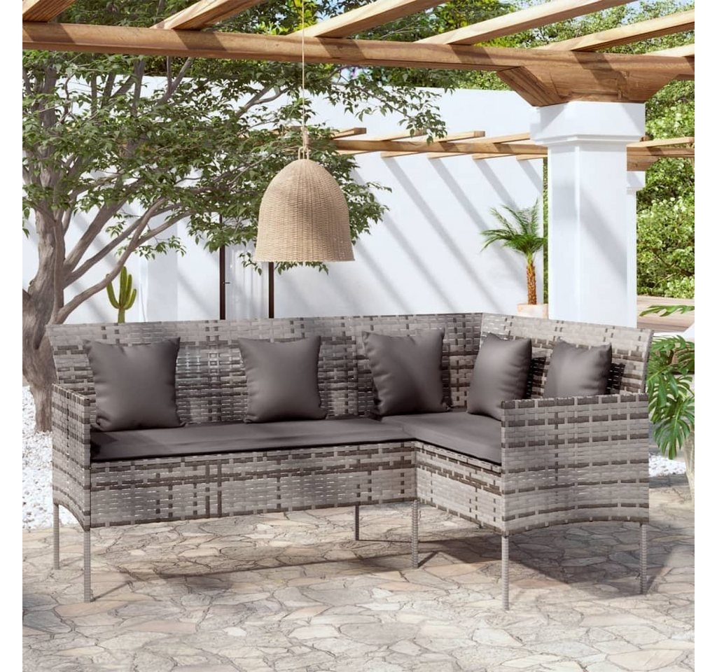 möbelando Gartenlounge-Bank 3012241 (LxBxH: 113x161,5x80 cm), mit Auflagen und Kissen aus PE-Rattan in grau von möbelando