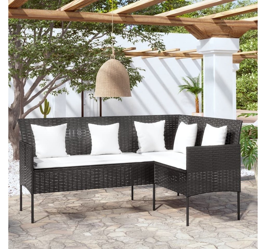 möbelando Gartenlounge-Bank 3012241 (LxBxH: 113x161,5x80 cm), mit Auflagen und Kissen aus PE-Rattan in schwarz von möbelando