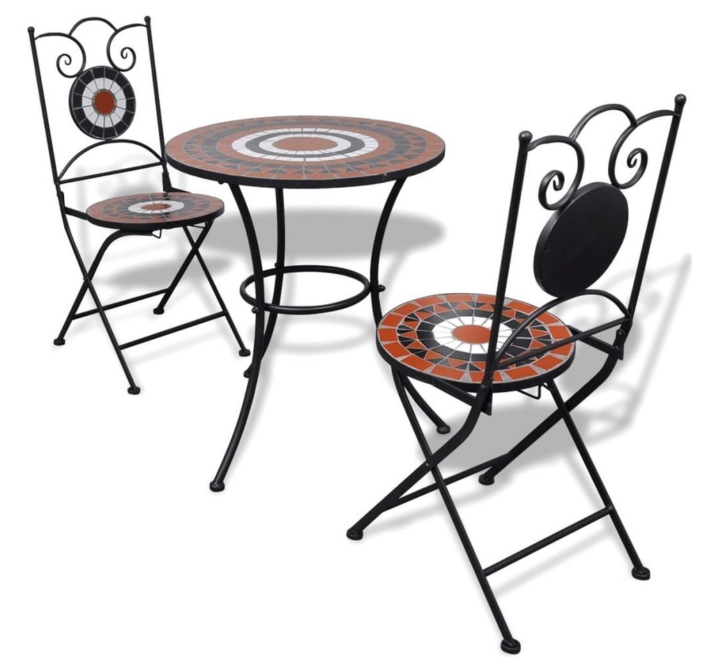 möbelando Gartenlounge-Set Baiern, (B/H/T: 60x60x60 cm), aus Keramik, Metall in Terracotta/Weiß von möbelando