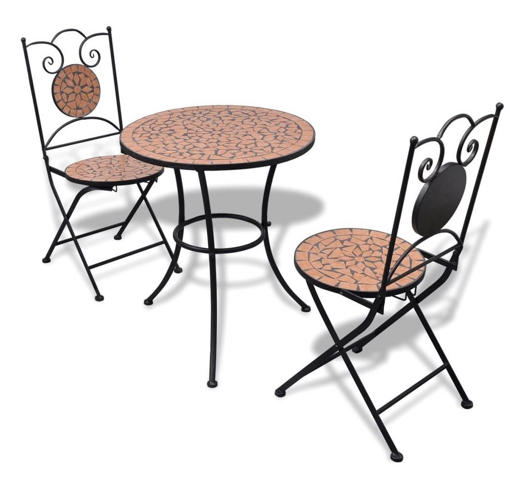 möbelando Gartenlounge-Set Baiern, (B/H/T: 60x60x60 cm), aus Keramik, Metall in Terracotta-Rot von möbelando