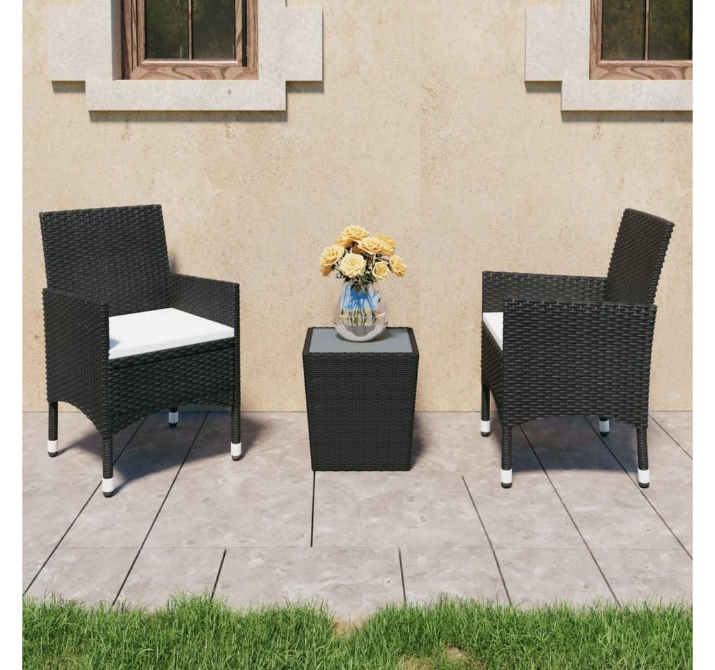 möbelando Gartenlounge-Set Biedenkopf-I, aus Poly Rattan, Stahl, Stoff (100 % Polyester), Hartglas in Schwarz von möbelando