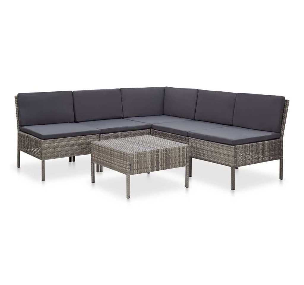 möbelando Gartenlounge-Set Friedrichsaue, aus Poly-Rattan, pulverbeschichteter Stahl in Grau und Anthrazit (Auflage). Abmessungen (L/B/H) 183x183x67 cm von möbelando