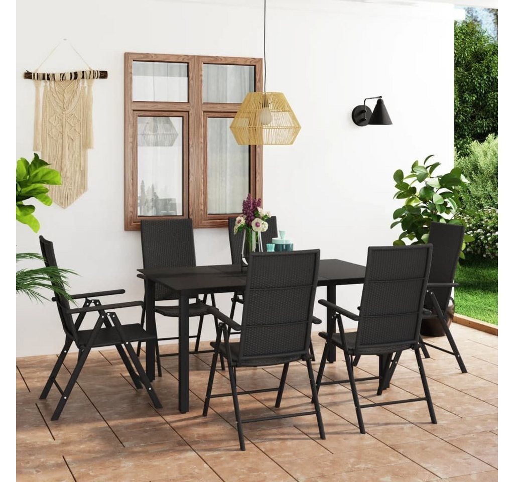 möbelando Gartenlounge-Set Fritzlar, (B/H/T: 55x105x64 cm), aus PE-Rattan, Aluminium mit Pulverbeschichtung in Schwarz von möbelando