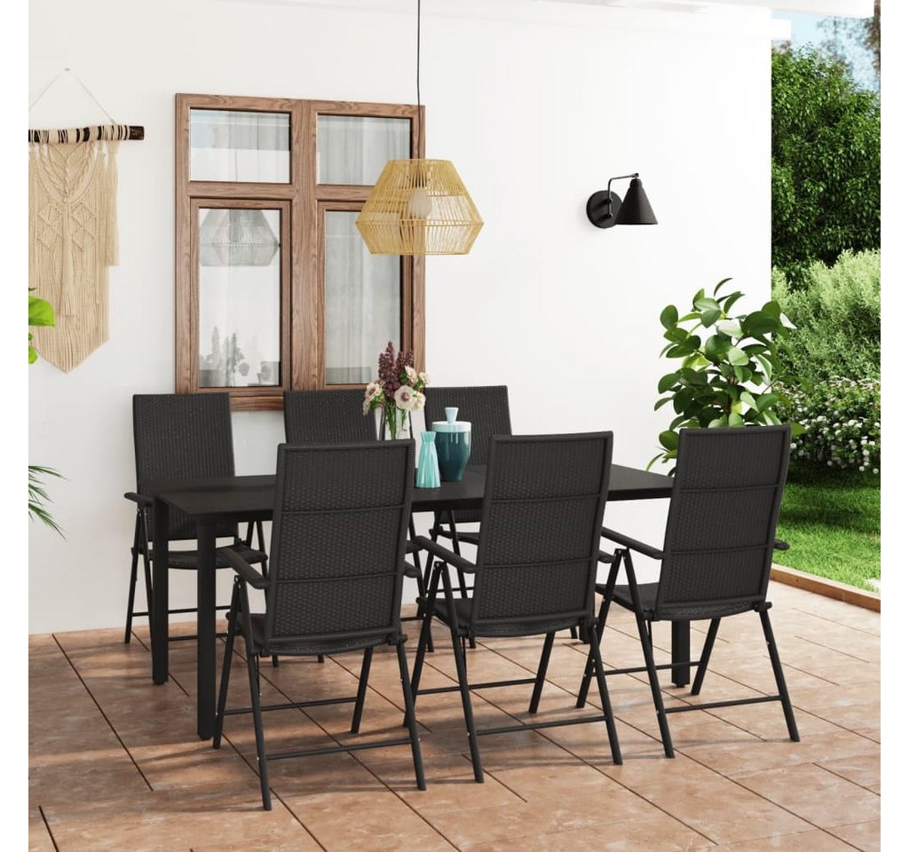 möbelando Gartenlounge-Set Fritzlar, (B/H/T: 55x105x64 cm), aus PE-Rattan, Aluminium mit Pulverbeschichtung in Schwarz von möbelando