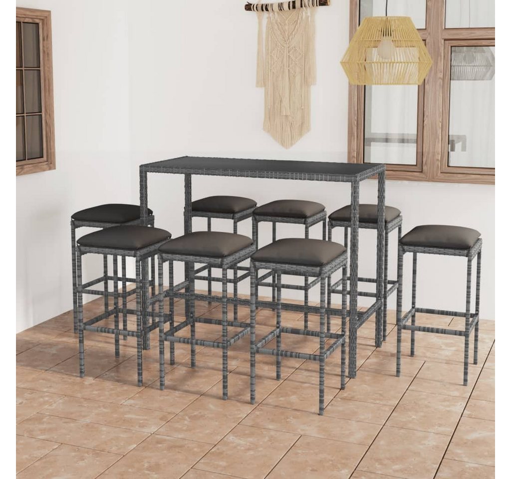 möbelando Gartenlounge-Set Jaebetz, (B/H/T: 38x76x38 cm), aus PE-Rattan, Stahl in Grau von möbelando