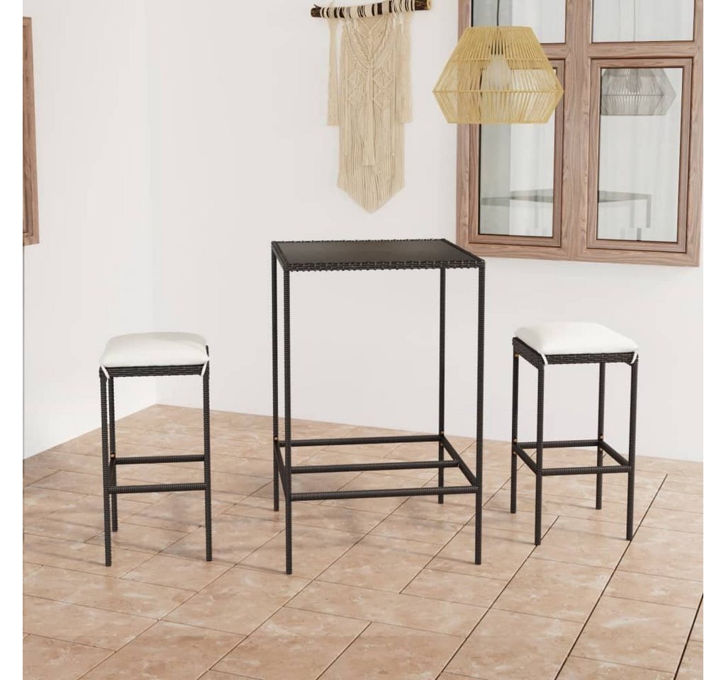 möbelando Gartenlounge-Set Jaebetz, (B/H/T: 38x76x38 cm), aus PE-Rattan, Stahl in Schwarz von möbelando