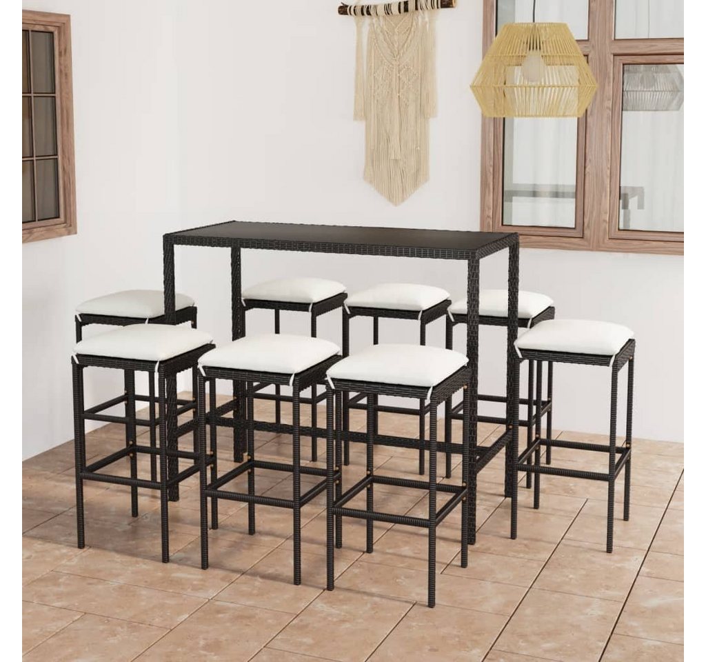 möbelando Gartenlounge-Set Jaebetz, (B/H/T: 38x76x38 cm), aus PE-Rattan, Stahl in Schwarz von möbelando