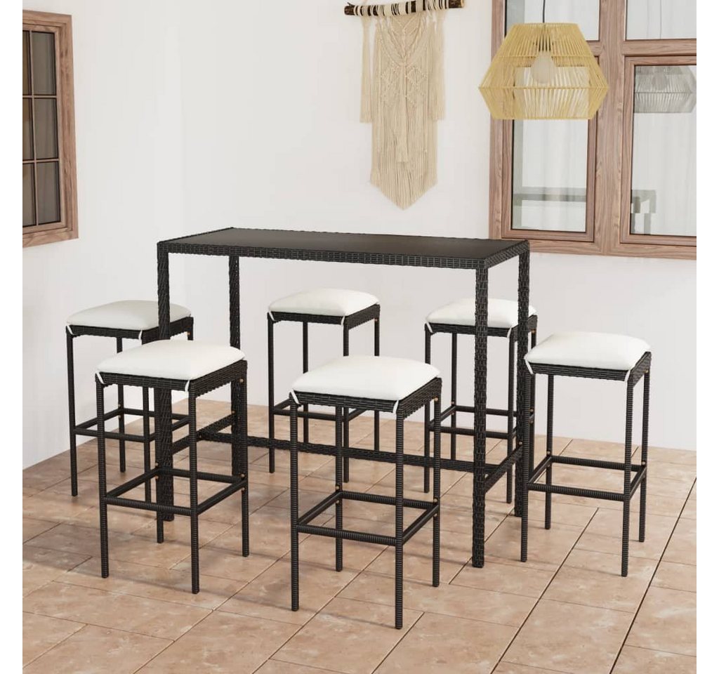 möbelando Gartenlounge-Set Jaebetz, (B/H/T: 38x76x38 cm), aus PE-Rattan, Stahl in Schwarz von möbelando