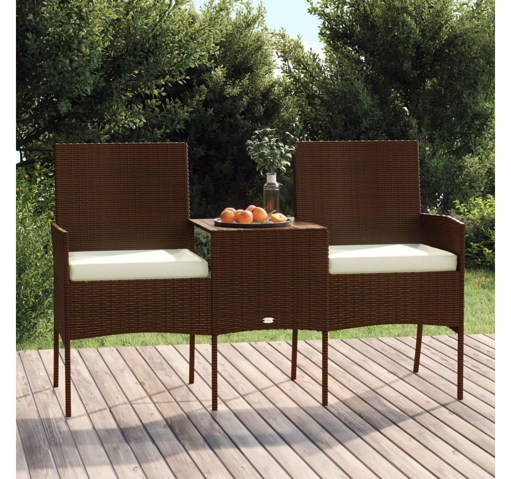 möbelando Gartenstuhl 3010981 (LxBxH: 61x151x85 cm), mit Kaffeetisch und Sitzauflagen aus Rattan in braun von möbelando