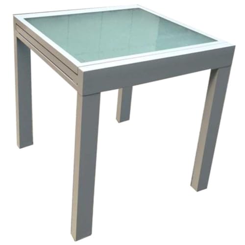 möbelando Glastisch >Lola< in grau aus Aluminium/Glas - 75cm (H) von möbelando