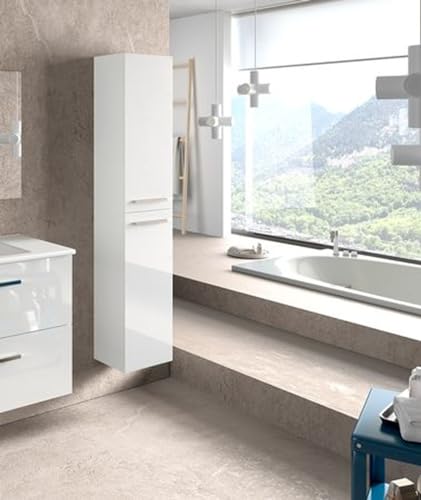 möbelando Hängeschrank >Athena< in Weiß lackiert/Weiß-Hochglanz - 30x150x25 (BxHxT) von möbelando