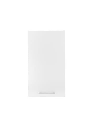 möbelando Hängeschrank >LAUNDREEZY< in weiß mit Metallstangengriff, 50x90x31 cm, Verstellbarer Einlegeboden und Drehtür, ideal für Küche, Bad oder Büro, platzsparendes Design von möbelando