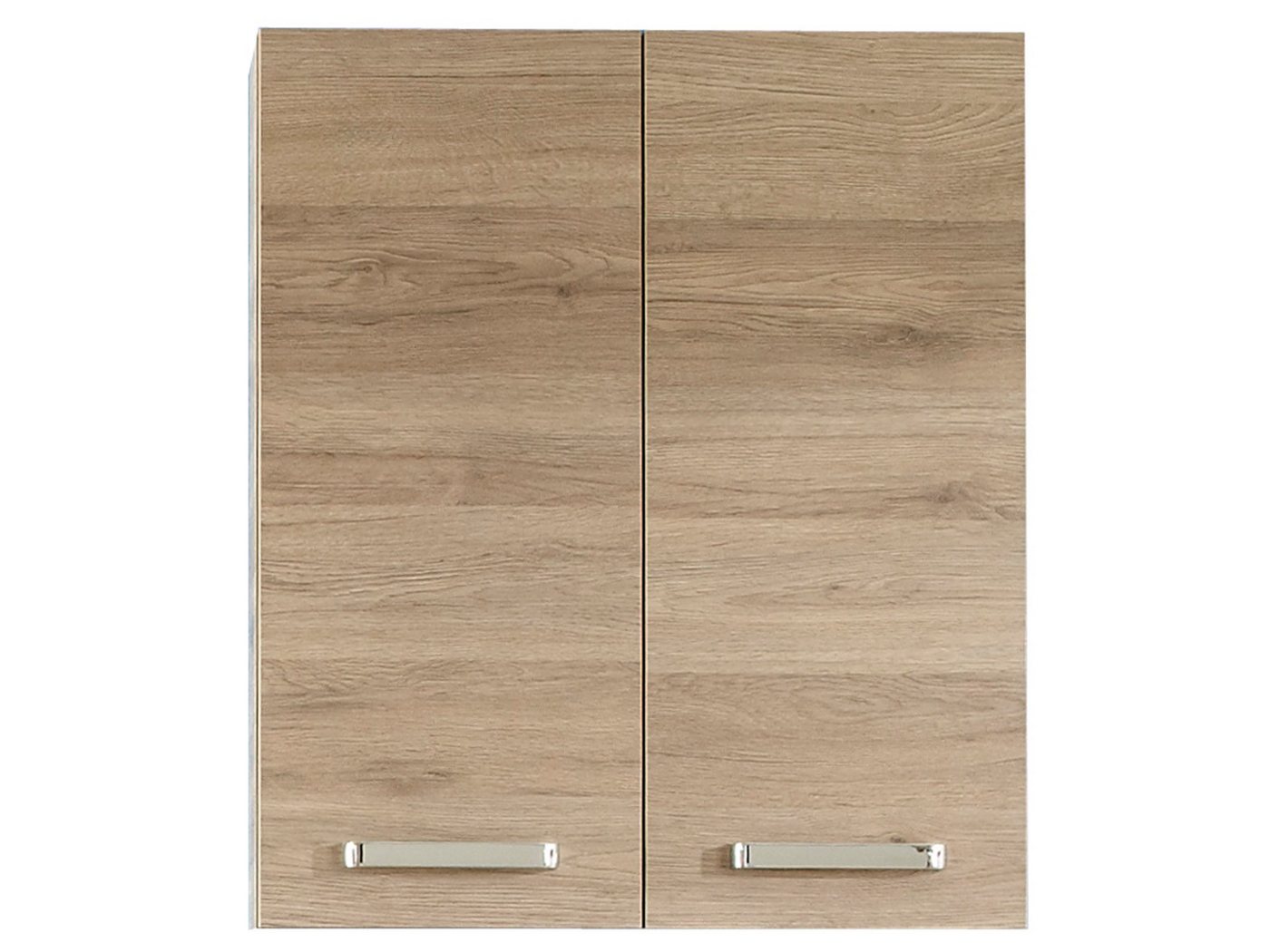 möbelando Hängeschrank Sheela Hängeschrank aus Spanplatte melaminharzbeschichtet in Sanremo Eiche Terra quer Nachbildung mit 2 Drehtüren und 2 Einlegeböden, Breite 60 cm, Höhe 70 cm, Tiefe 20 cm. von möbelando