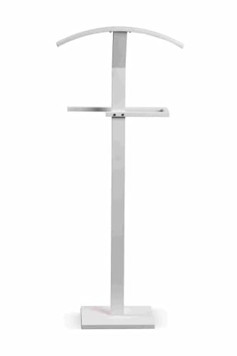 möbelando Herrendiener >Lukas< aus Metall in Weiß, 45 cm breit, 112 cm hoch, mit Hosen und Bügelhalter, platzsparend, ideal für Schlafzimmer und Ankleidezimmer, zerlegt geliefert von möbelando