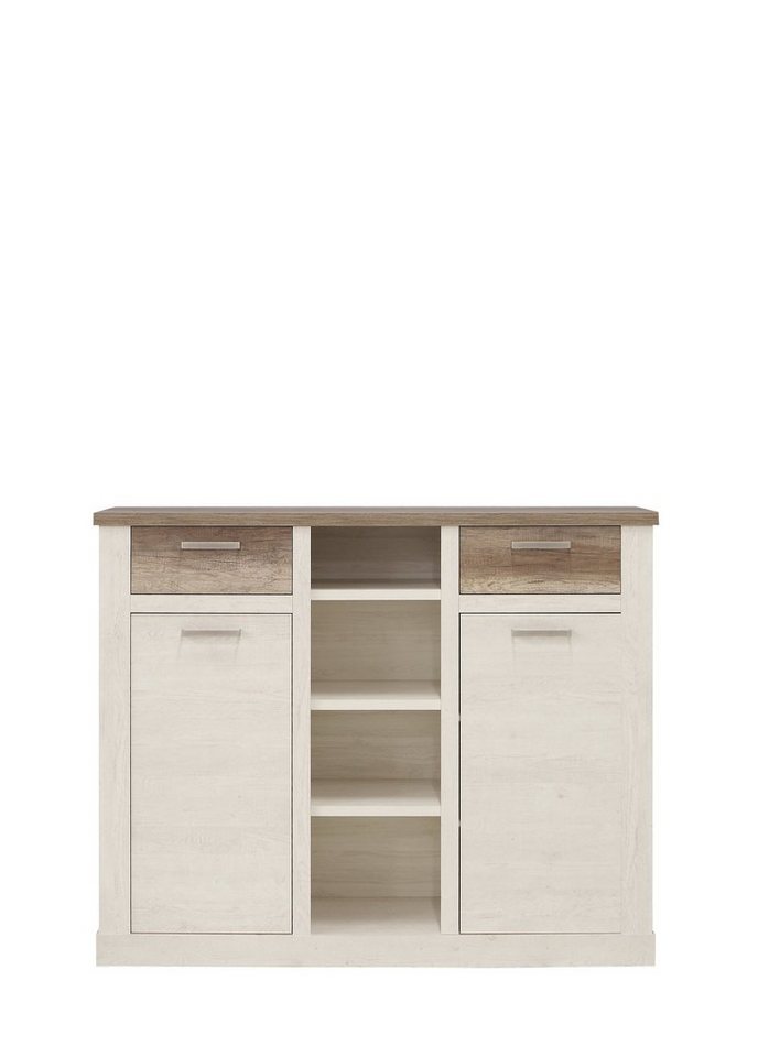 freiraum Highboard Duro (BxHxT: 159,6x128,3x41,5 cm), aus Holzwerkstoff in Pinia Weiss kombiniert mit Eiche Antik von freiraum