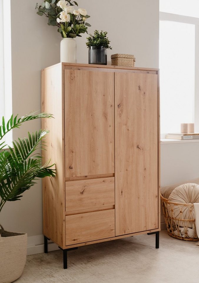 möbelando Highboard Korsika (BxHxT: 81x139x40 cm), in Dekor Artisan Oak von möbelando