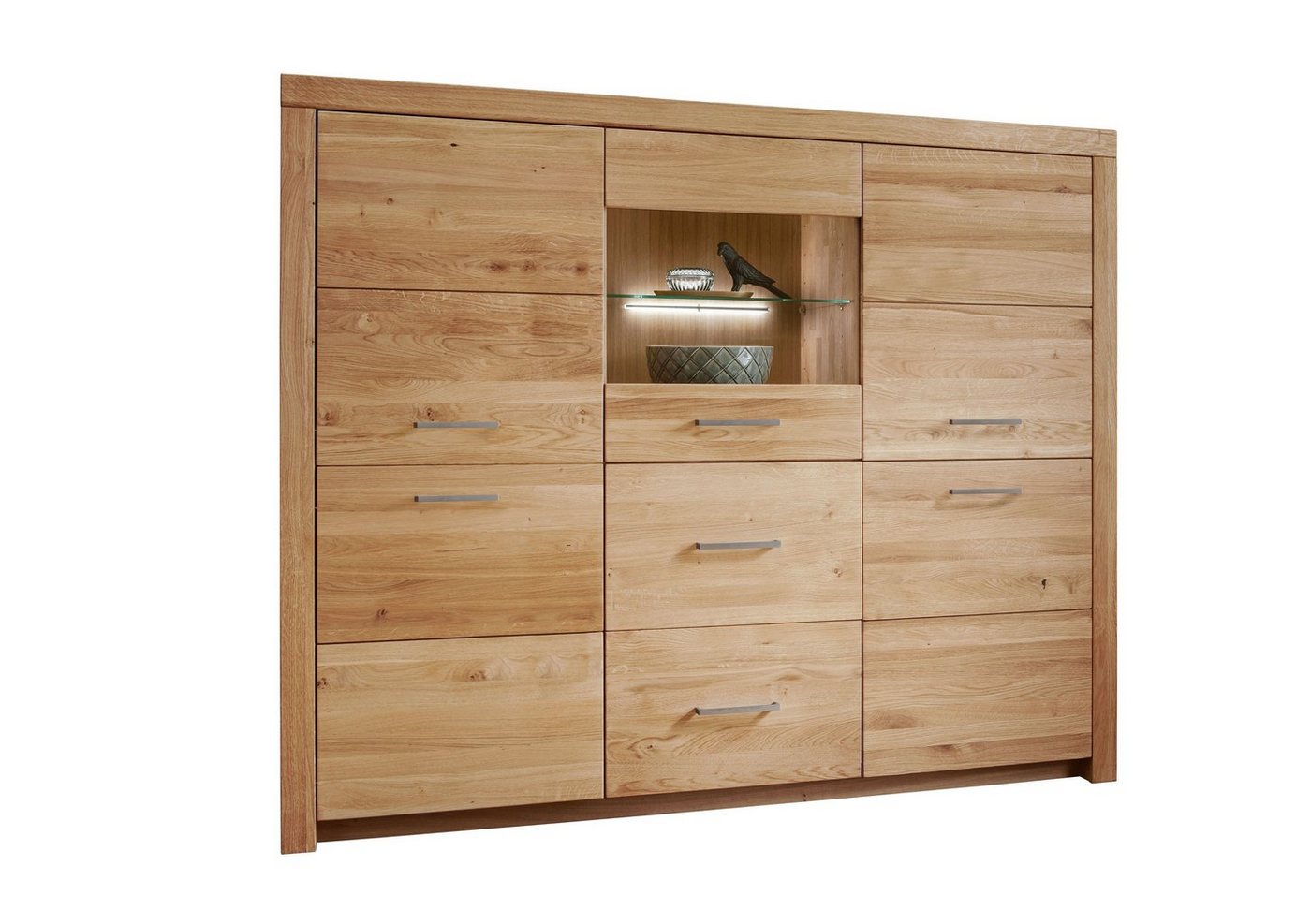 möbelando Highboard WZ-0169 (BxHxT: 170,4x141,2x40 cm), aus Wildeiche in natur geölt mit 2 Schubladen und 4 Türen von möbelando