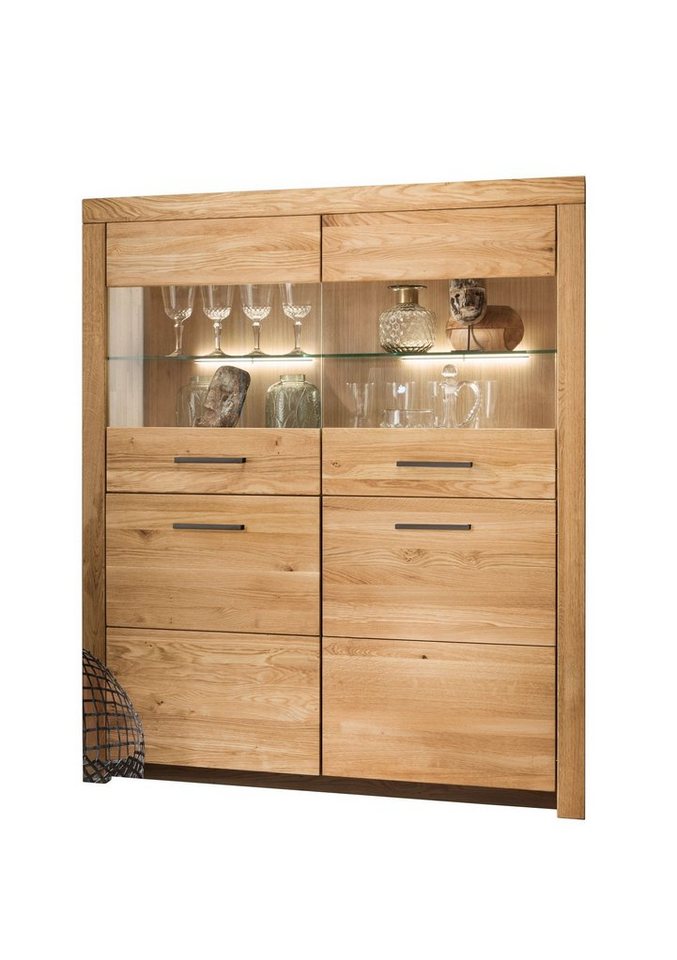 möbelando Highboard WZ-0169 (BxHxT: 117,7x141,2x40 cm), aus Wildeiche in natur geölt mit 2 Türen von möbelando