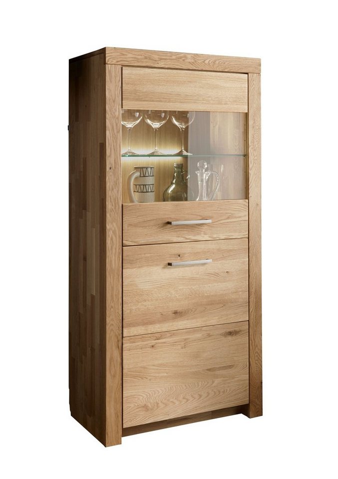 möbelando Highboard WZ-0169 (BxHxT: 65x141,2x40 cm), aus Wildeiche in natur geölt mit einer Tür und einem Einlegeboden von möbelando