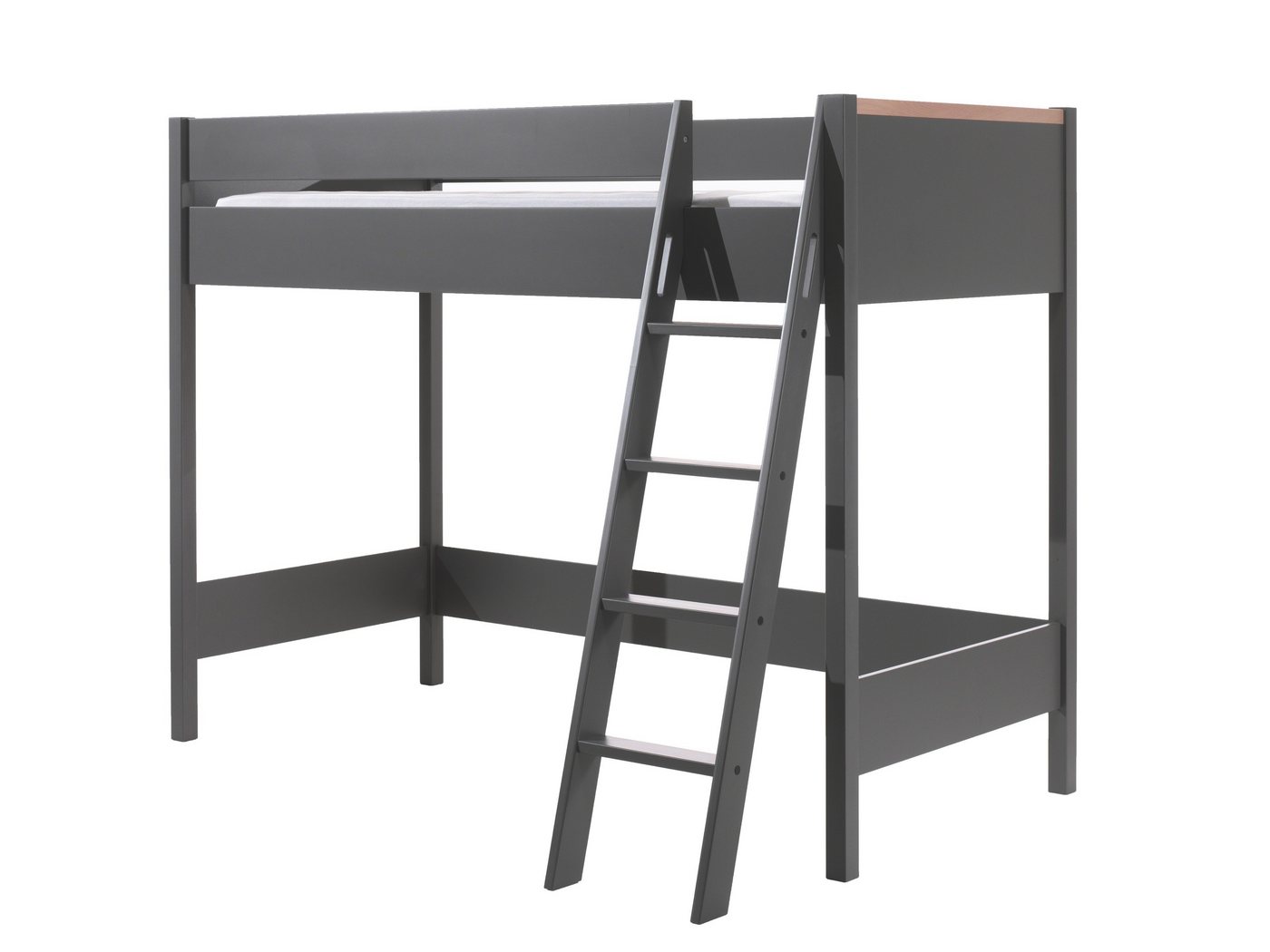 möbelando Hochbett LONDON in Anthrazit/Buche. Abmessungen (BxHxT) 210x160x139 cm von möbelando