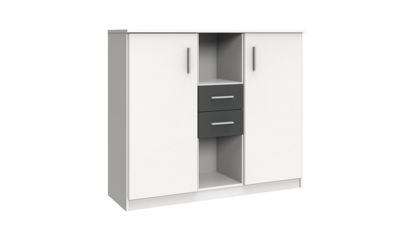 Wimex Hochkommode in Weiß mit 2 Schubladen und 2 Türen (B/H/T: 122x105x41 cm) von Wimex