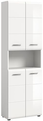 möbelando Hochschrank >Ice< in Weiß Hochglanz - 60x185x30cm (BxHxT) von möbelando