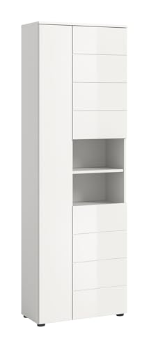 möbelando Hochschrank >Vira< in weiß Melamin 3 Türen 7 Einlegeböden Badezimmer Einfache Montage, Pflegeleichte Oberfläche Hochglanz Finish FSC-zertifzierter Holzwerkstoff 60x190x34 (BxHxT) von möbelando