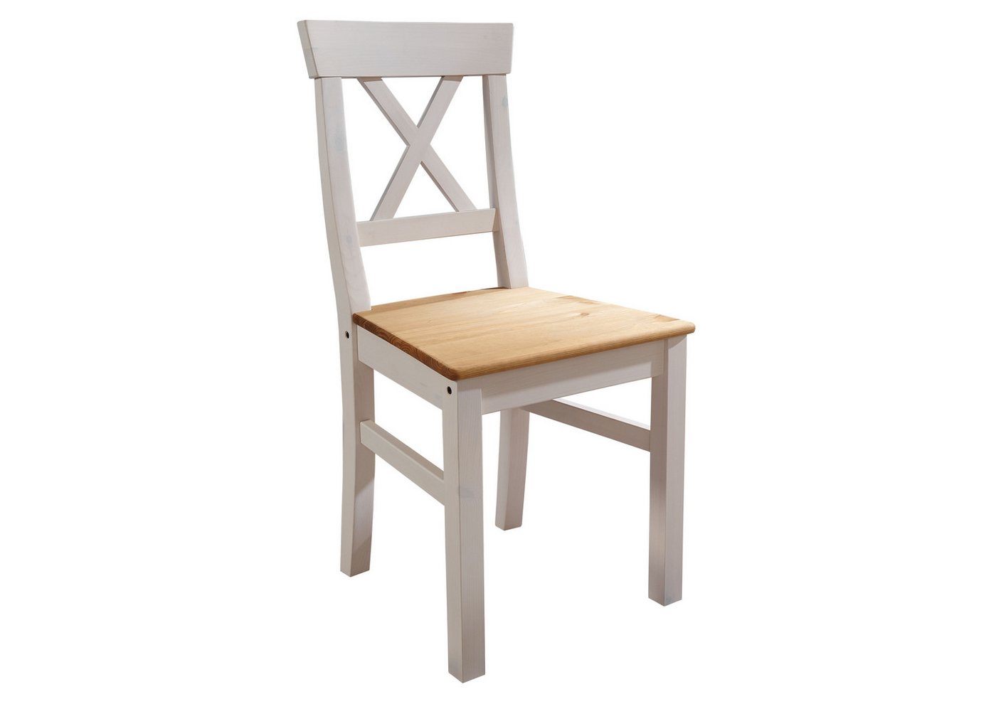 G+K Möbelvertriebs GmbH Holzstuhl aus Kiefer massiv in weiß mit Absetzungen in eichefarbig (BxHxT: 49x91x49 cm) von G+K Möbelvertriebs GmbH