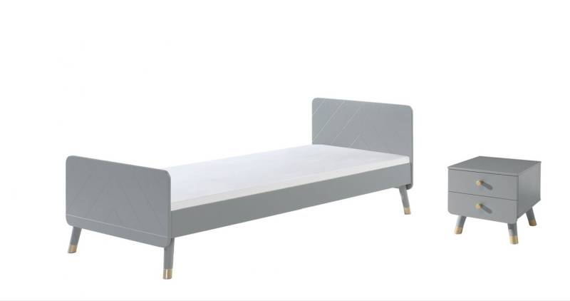 Vipack Jugendzimmer-Set aus Massiv Kiefer und MDF in Timeless Grau mit 2 Schubladen. von Vipack
