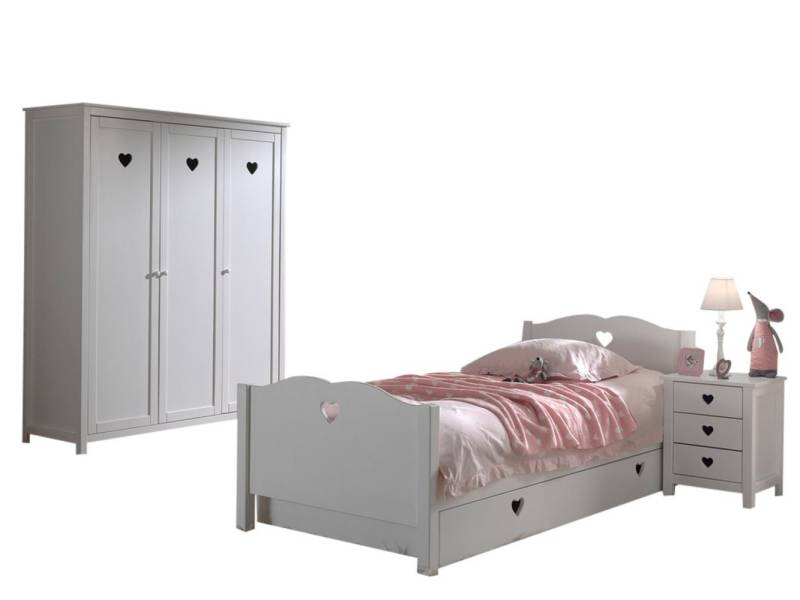 Vipack Jugendzimmer-Set aus Massiv Kiefer und MDF in Weiß mit einer Schublade. von Vipack