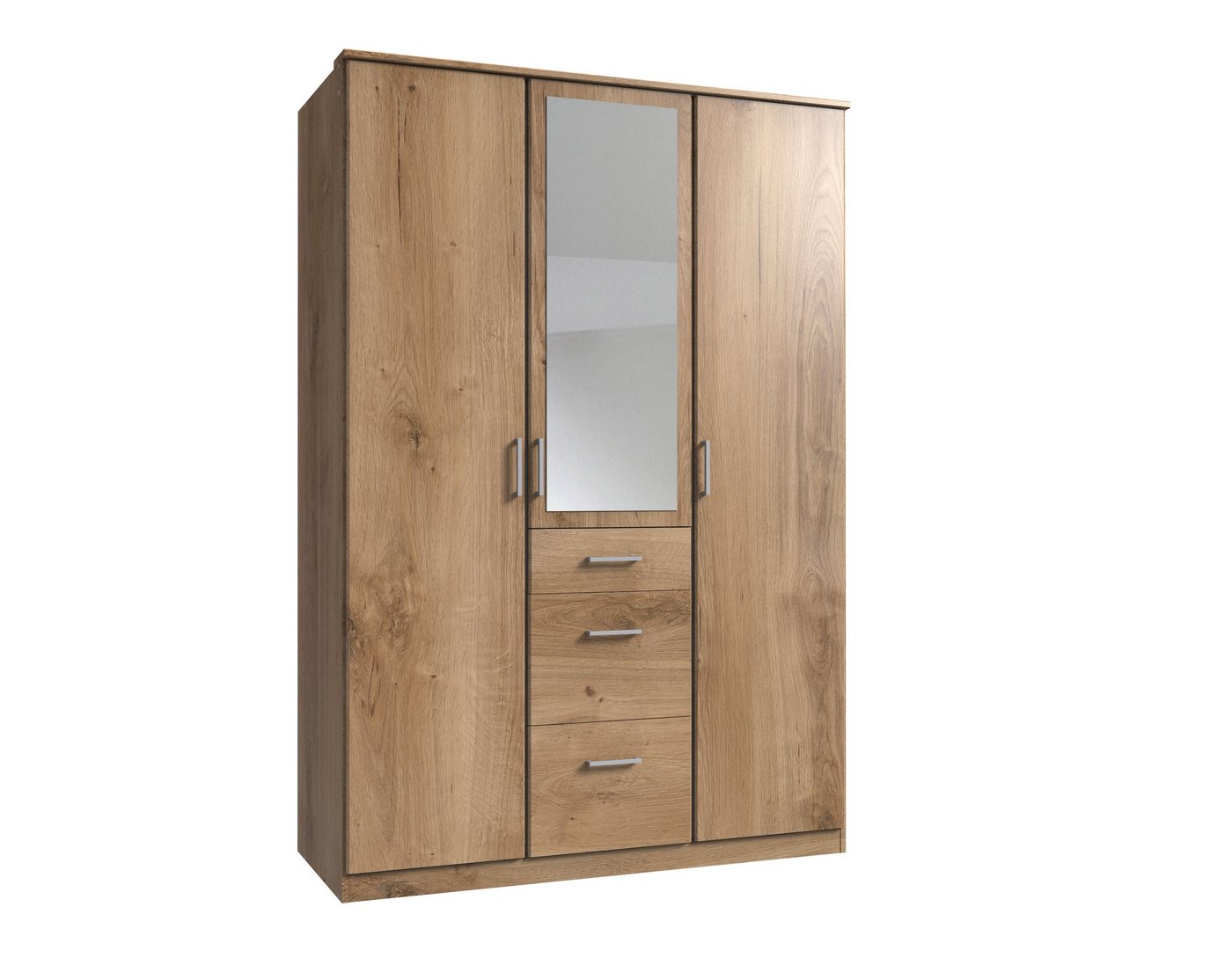 freiraum Kleiderschrank Click (B/H/T: 135x198x58 cm) in Plankeneiche-Nachbildung mit 3 Schubladen und 3 Türen von freiraum