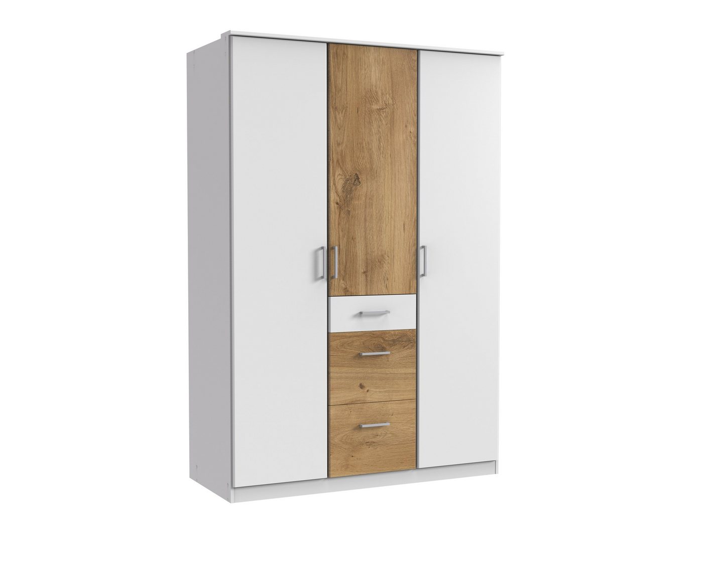 freiraum Kleiderschrank Click (B/H/T: 135x198x58 cm) in Weiß mit 3 Schubladen und 3 Türen von freiraum