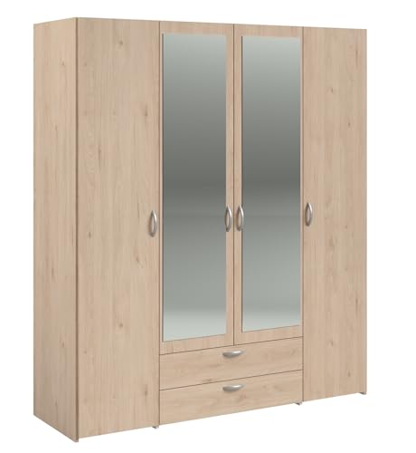 möbelando Kleiderschrank >Daily 13< 5 Böden, 2 Stangen, 2 Schübe, Eiche Dekor/Spiegel - 160x185x51cm BxHxT möbelando Kleiderschrank >Daily 13< 5 Böden, 2 Stangen, 2 Schübe, Eiche Dekor/Spiegel - 160x185x51cm BxHxT von möbelando
