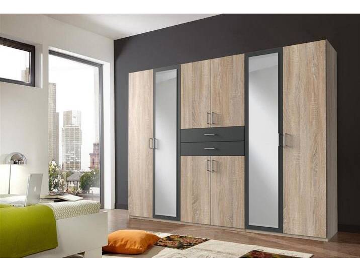 möbelando Kleiderschrank Drugi 270 x 208 x 58 cm (B/H/T), Eiche sägerau Graphit von möbelando