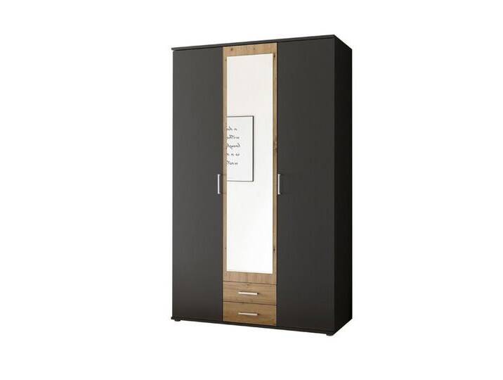möbelando Kleiderschrank Hanau (BxHxT: 120x196x54 cm) in Graphit / Artisan Eiche mit 2 Schubladen und 3 Türen, braun von möbelando