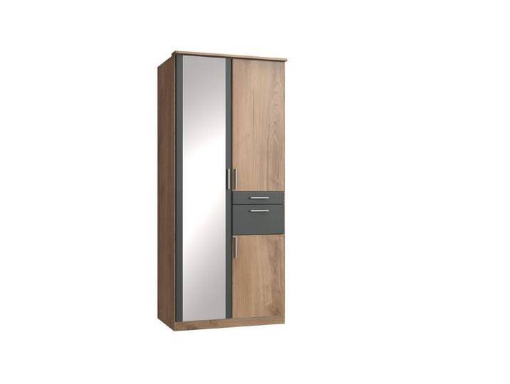 möbelando Kleiderschrank Kalindi 90 x 198 x 58 cm (B/H/T), Plankeneiche Graphit von möbelando