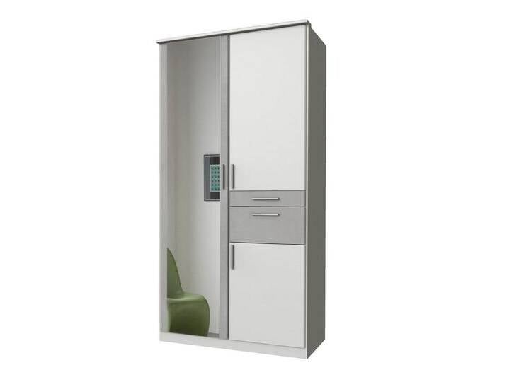 möbelando Kleiderschrank Kalindi 90 x 198 x 58 cm (B/H/T), grau weiß, Weiß Beton lichtgrau von möbelando