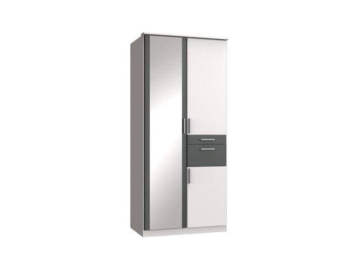 möbelando Kleiderschrank Kalindi 90 x 198 x 58 cm (B/H/T), weiß, Weiß Graphit von möbelando