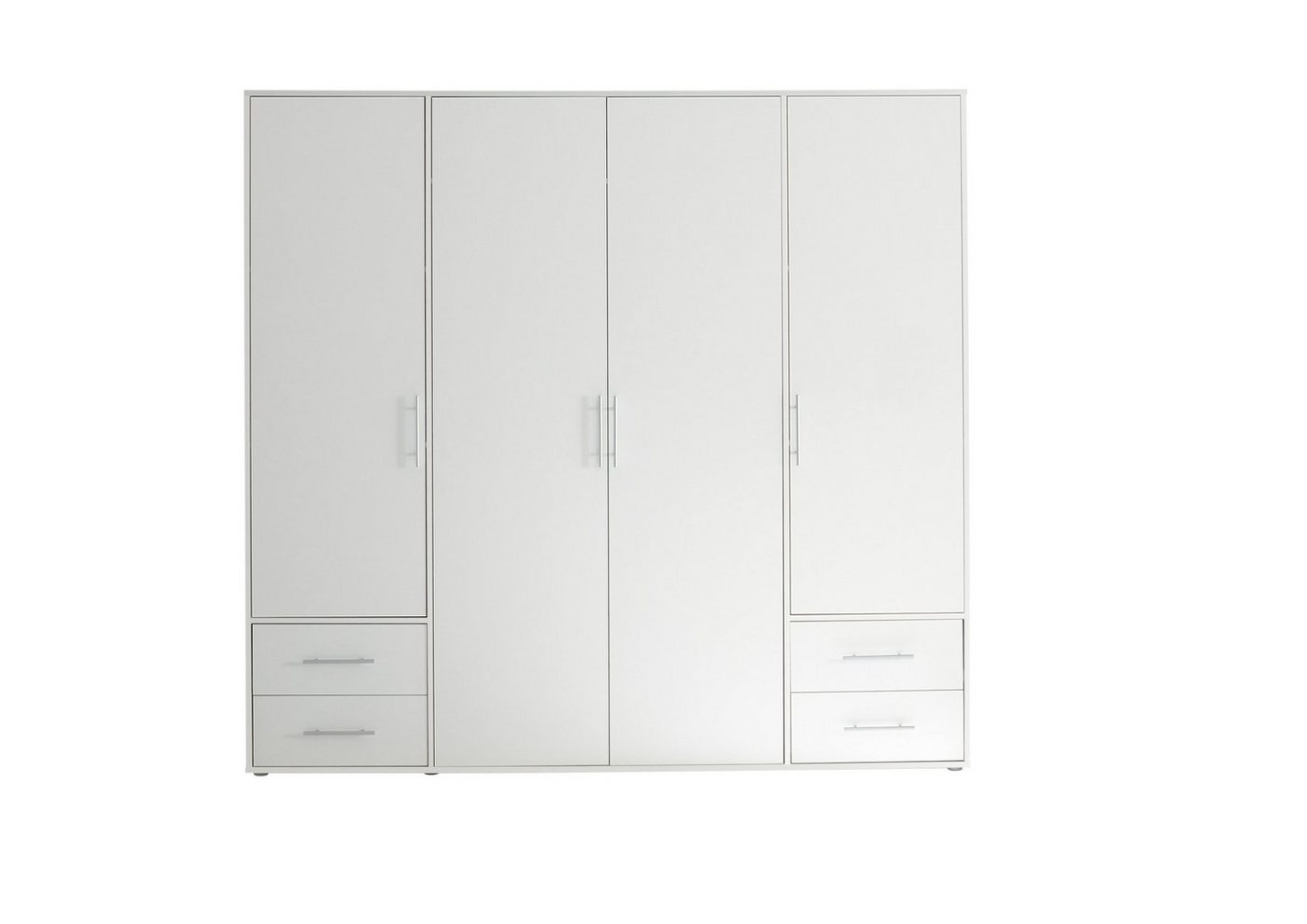 möbelando Kleiderschrank Valencia (BxHxT: 206x195x60 cm) in Weiß mit 4 Schubladen und 4 Türen von möbelando