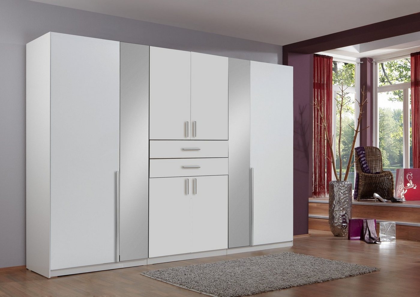 freiraum Kleiderschrank Vanea (BxHxT: 270x210x58 cm) in WEISS mit 8 Türen und 4 Einlegeböden von freiraum