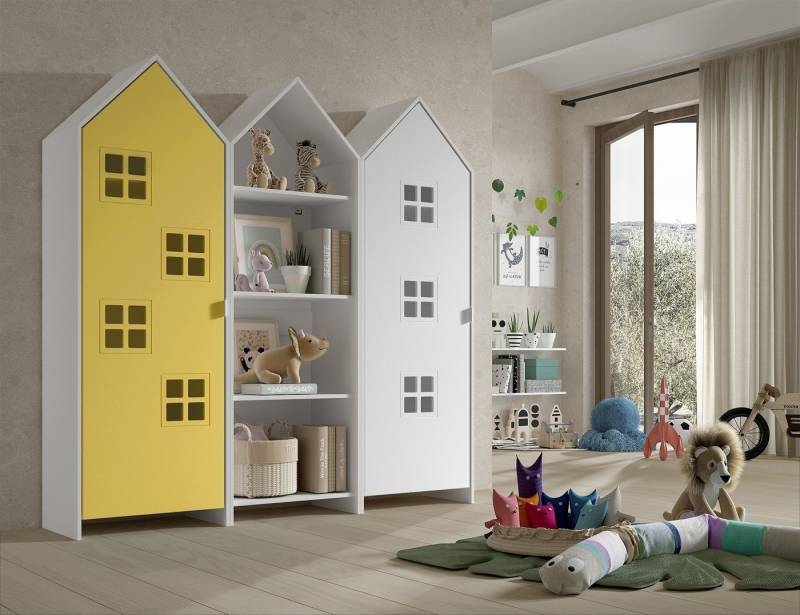 Vipack Kleiderschrank in Korpus Weiß / Front Gelb u. Weiß, MDF von Vipack